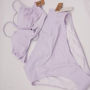 Victoria's Secret PINK Body Wrap Top V Crossover High-Waist Bikini Purple XXL